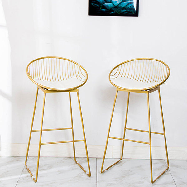 Glam Armless Backrest Counter Stool Iron Bar Stool with Footrest