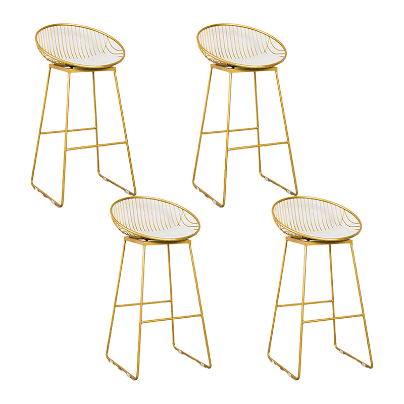 Glam Armless Backrest Counter Stool Iron Bar Stool with Footrest