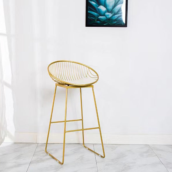 Glam Armless Backrest Counter Stool Iron Bar Stool with Footrest