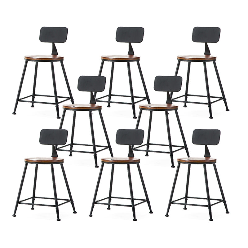 Industrial Style Backrest Counter Stool Iron Cafe Bar Stool with Seat and Pedal