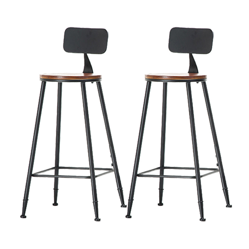 Industrial Style Backrest Counter Stool Iron Cafe Bar Stool with Seat and Pedal