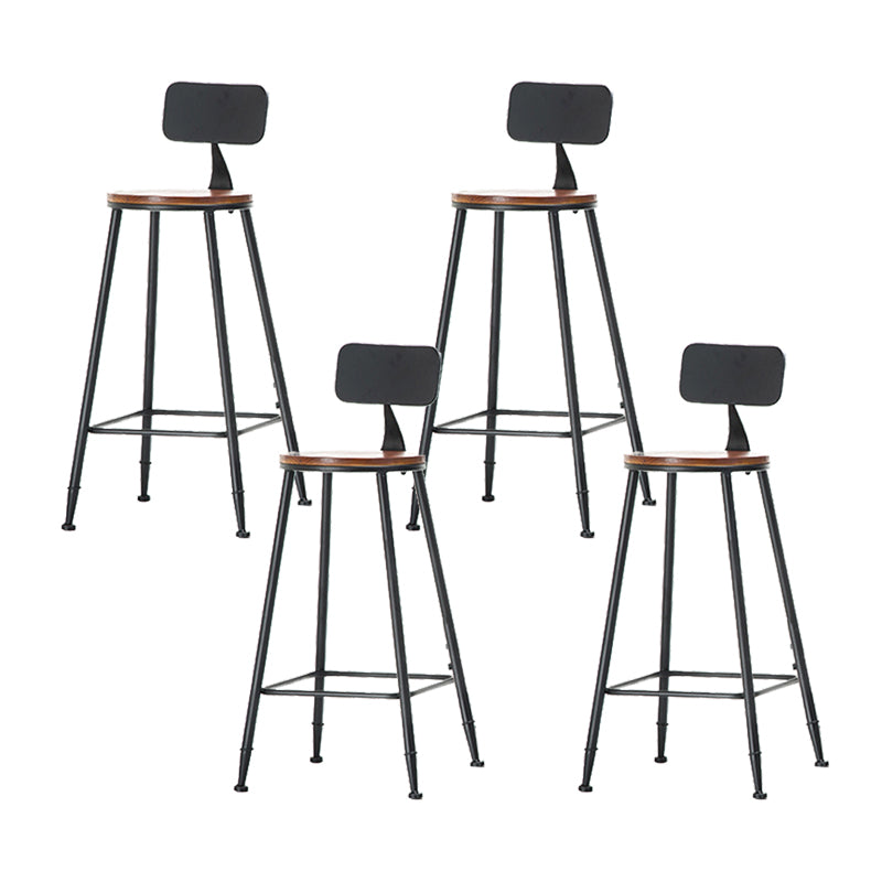 Industrial Style Backrest Counter Stool Iron Cafe Bar Stool with Seat and Pedal