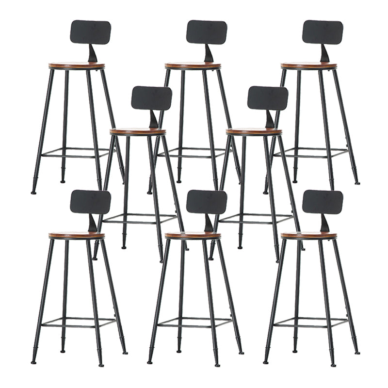 Industrial Style Backrest Counter Stool Iron Cafe Bar Stool with Seat and Pedal