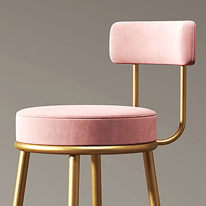 Nordic Backrest Armless Counter Stool Iron Bar Stool with Footrest and Cushion