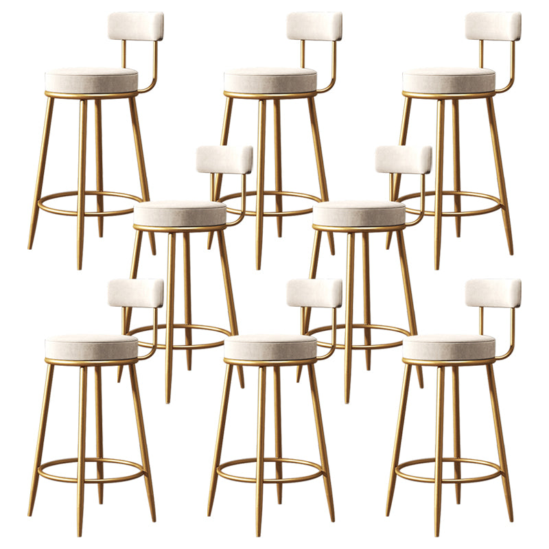 Nordic Backrest Armless Counter Stool Iron Bar Stool with Footrest and Cushion