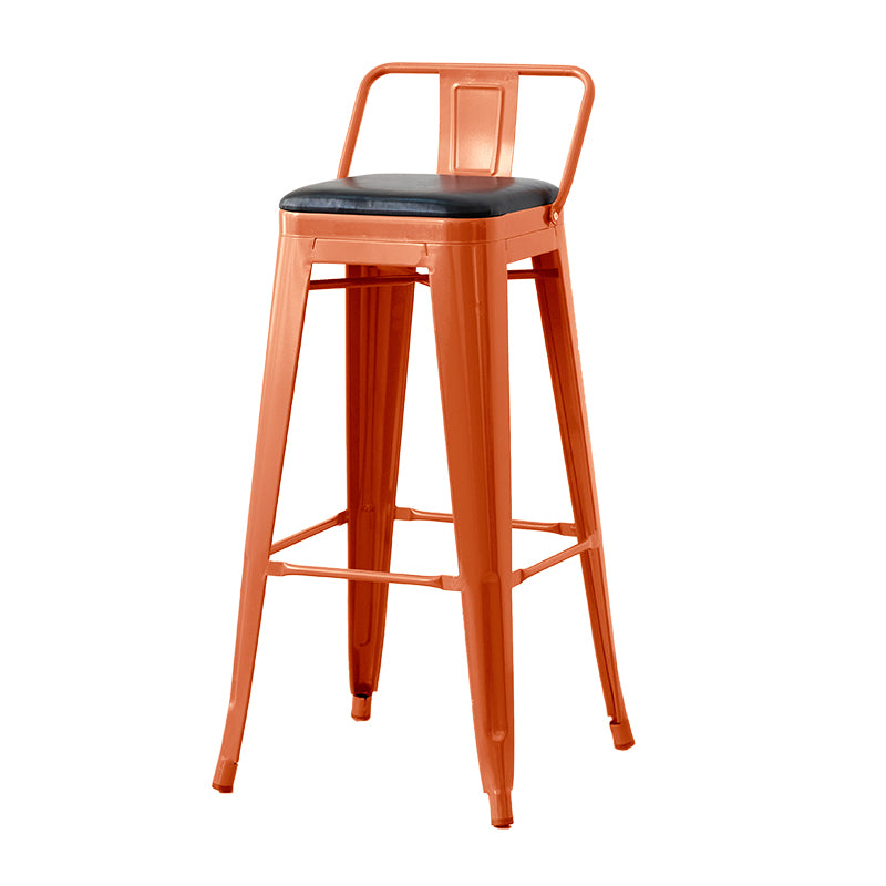Nordic Armless Backrest Counter Stool Iron Cafe Bar Stool with Seat and Pedal