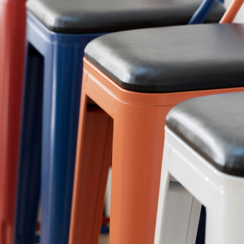 Nordic Armless Backrest Counter Stool Iron Cafe Bar Stool with Seat and Pedal