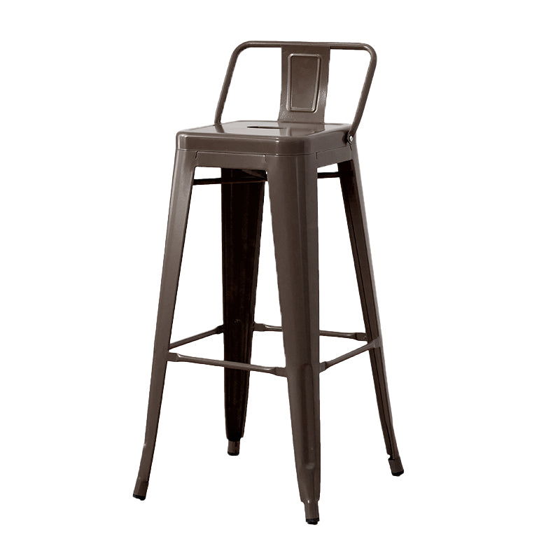 Nordic Armless Backrest Counter Stool Iron Cafe Bar Stool with Seat and Pedal