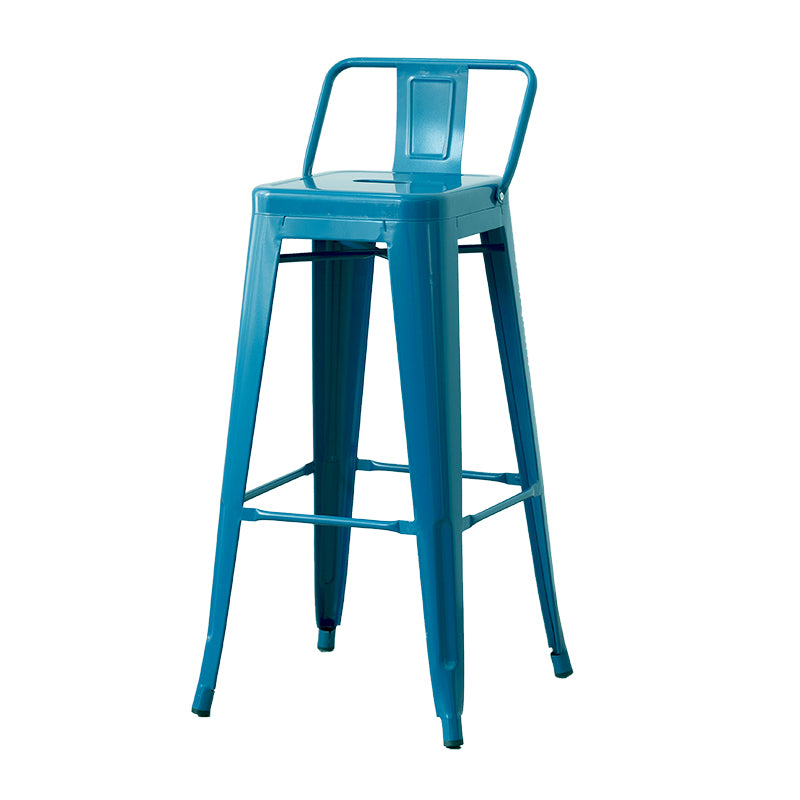 Nordic Armless Backrest Counter Stool Iron Cafe Bar Stool with Seat and Pedal