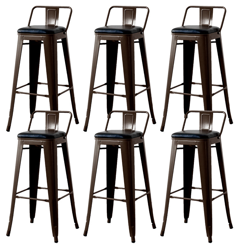 Nordic Armless Backrest Counter Stool Iron Cafe Bar Stool with Seat and Pedal