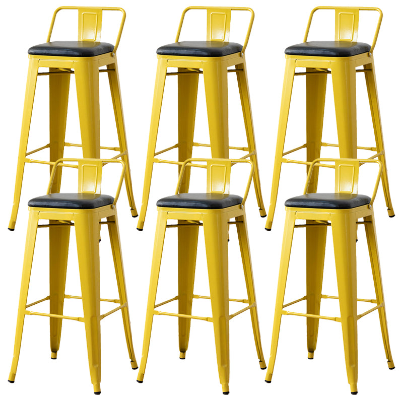 Nordic Armless Backrest Counter Stool Iron Cafe Bar Stool with Seat and Pedal