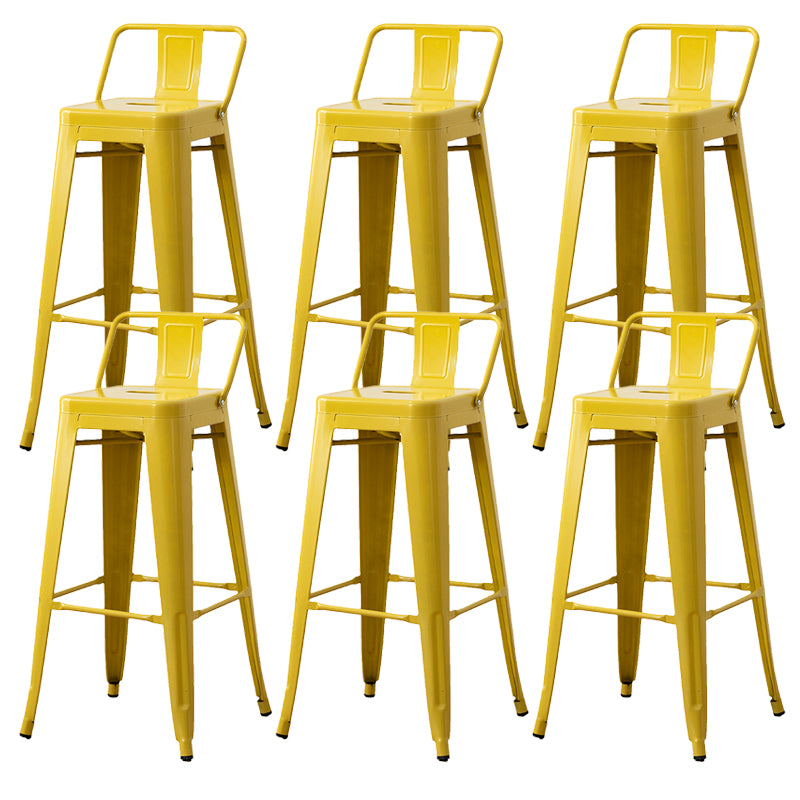 Nordic Armless Backrest Counter Stool Iron Cafe Bar Stool with Seat and Pedal