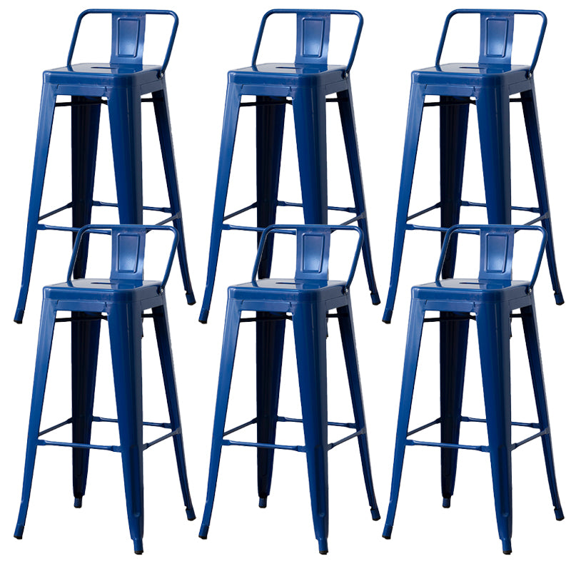 Nordic Armless Backrest Counter Stool Iron Cafe Bar Stool with Seat and Pedal