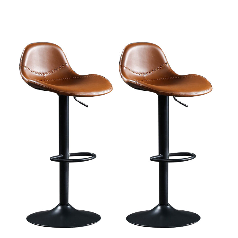 Modern Adjustable Height Barstool Faux Leather Swivel Bar Stools