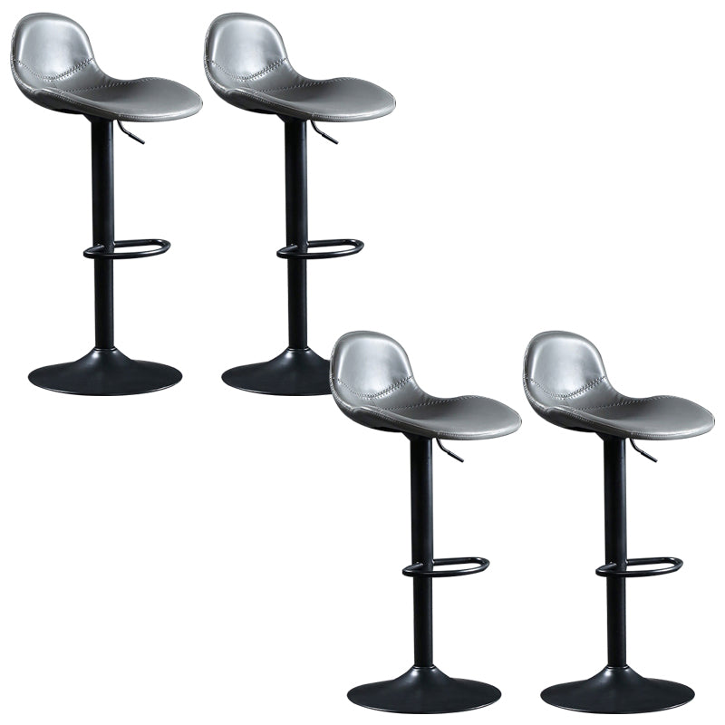 Modern Adjustable Height Barstool Faux Leather Swivel Bar Stools