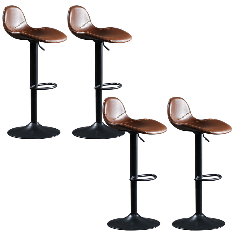 Modern Adjustable Height Barstool Faux Leather Swivel Bar Stools