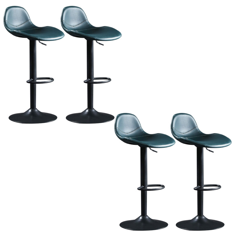 Modern Adjustable Height Barstool Faux Leather Swivel Bar Stools