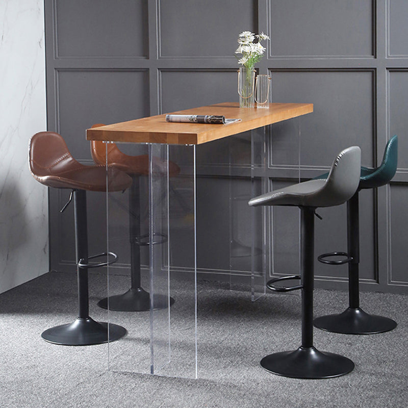 Modern Adjustable Height Barstool Faux Leather Swivel Bar Stools