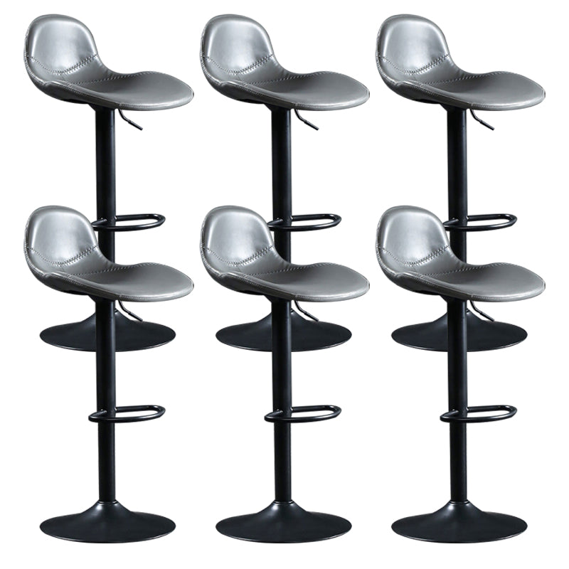 Modern Adjustable Height Barstool Faux Leather Swivel Bar Stools