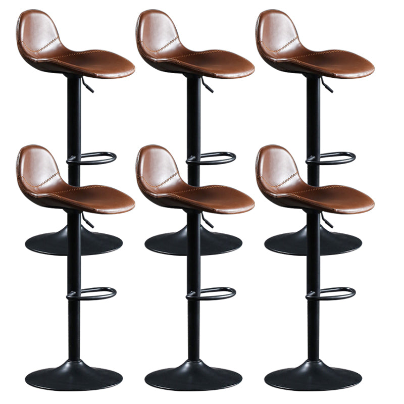 Modern Adjustable Height Barstool Faux Leather Swivel Bar Stools