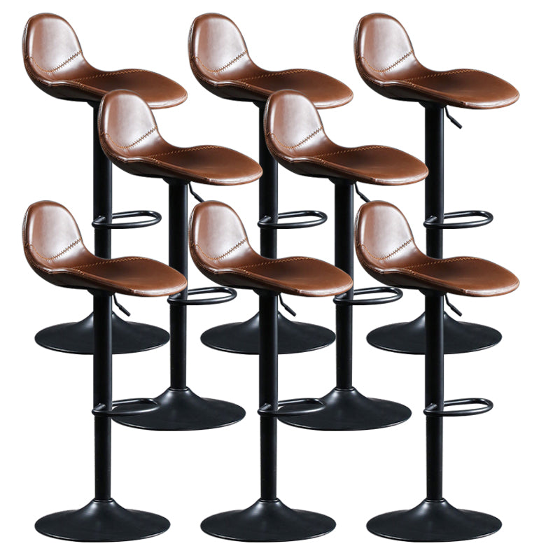 Modern Adjustable Height Barstool Faux Leather Swivel Bar Stools