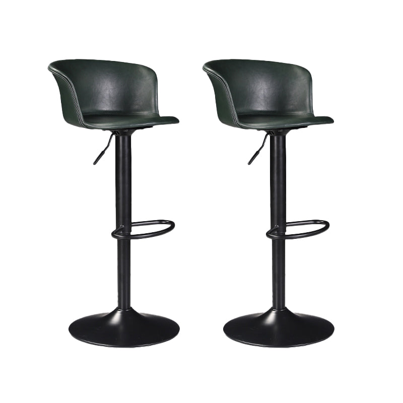 Contemporary Adjustable Height Barstool Faux Leather Swivel Barstool