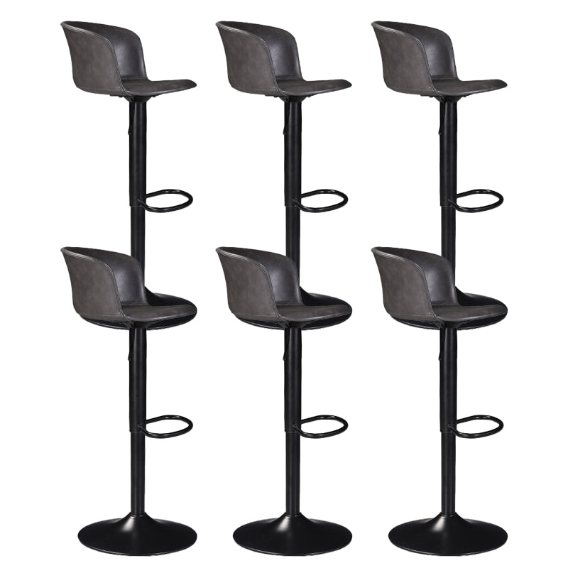 Contemporary Adjustable Height Barstool Faux Leather Swivel Barstool