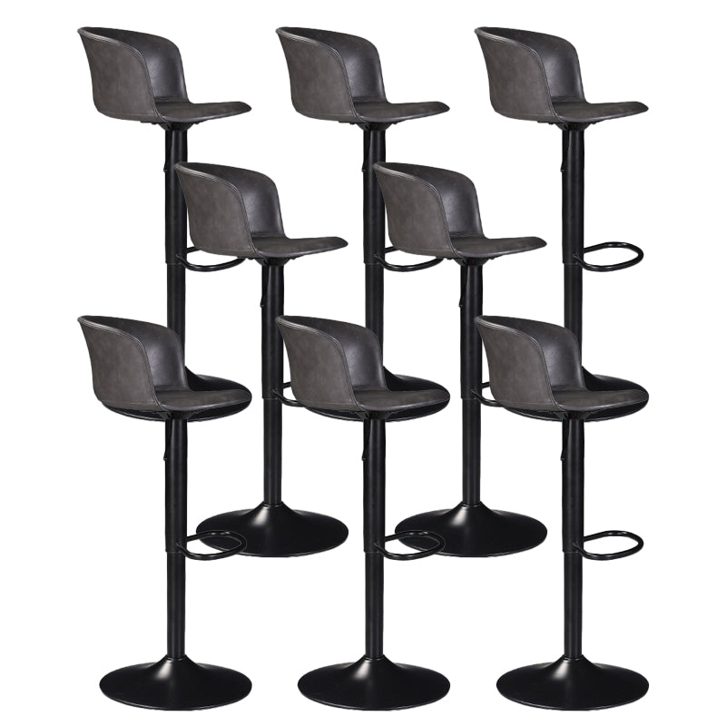 Contemporary Adjustable Height Barstool Faux Leather Swivel Barstool