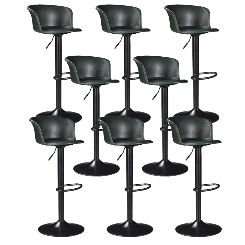 Contemporary Adjustable Height Barstool Faux Leather Swivel Barstool