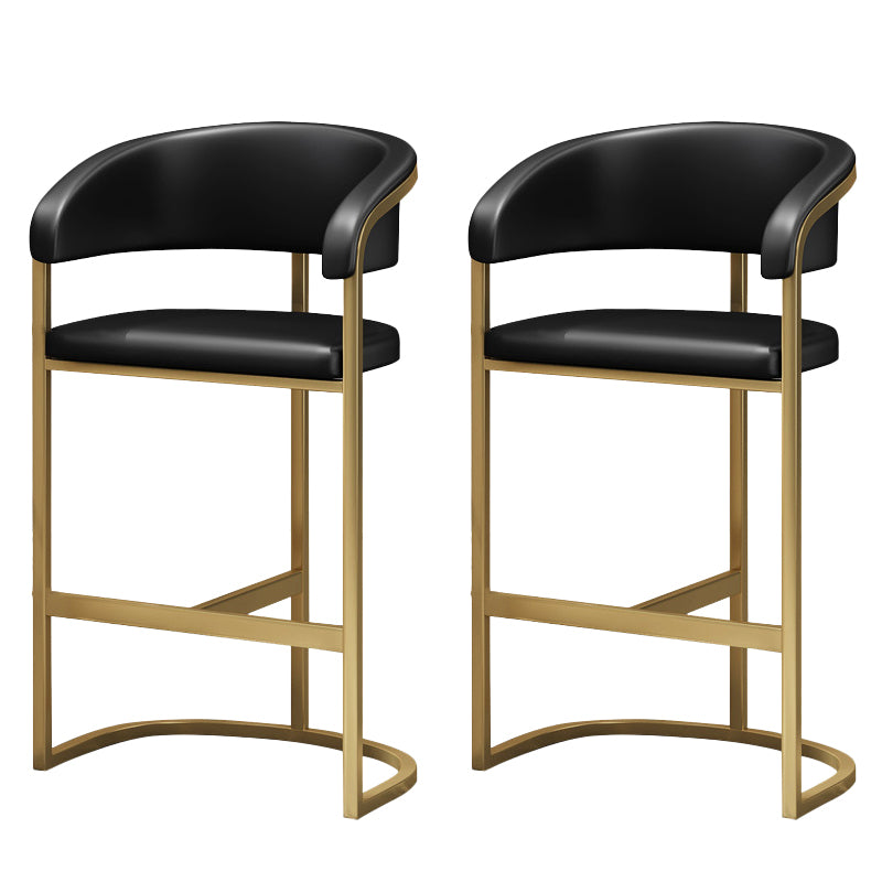 Glam Restaurant Leather Stool Matte Finish Metal Footrest Barstool
