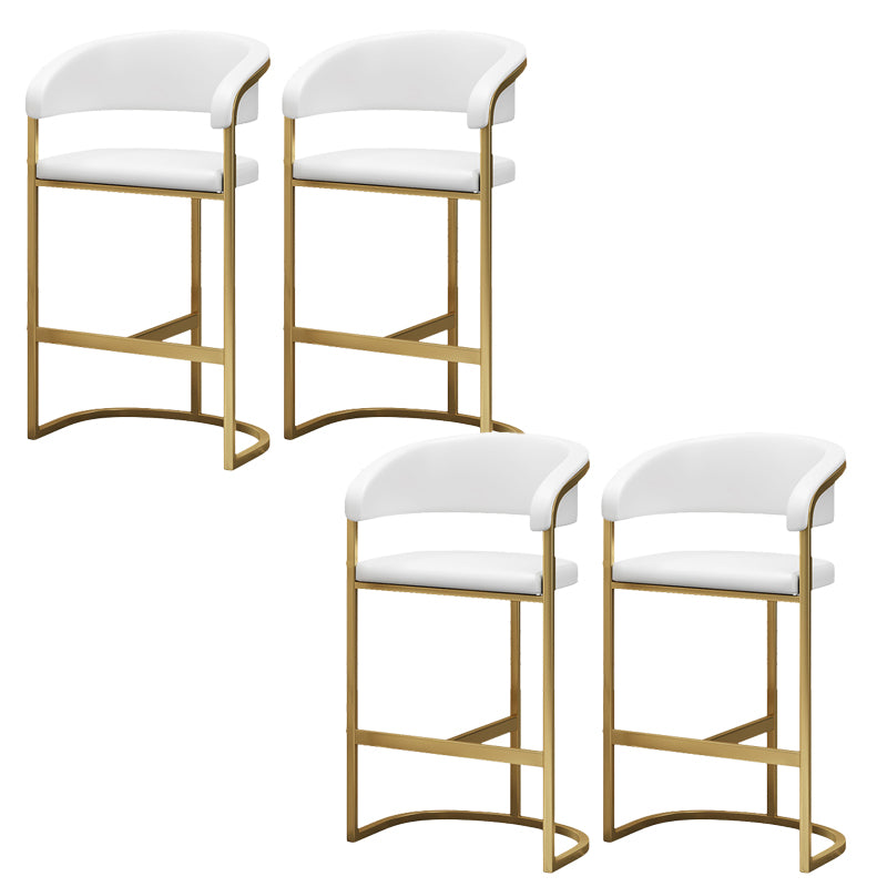 Glam Restaurant Leather Stool Matte Finish Metal Footrest Barstool