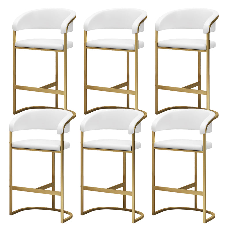 Glam Restaurant Leather Stool Matte Finish Metal Footrest Barstool