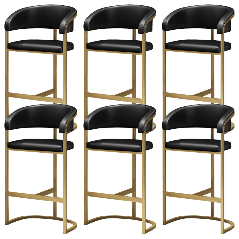 Glam Restaurant Leather Stool Matte Finish Metal Footrest Barstool