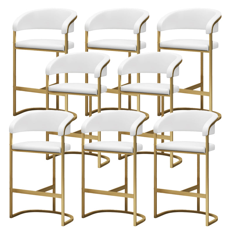 Glam Restaurant Leather Stool Matte Finish Metal Footrest Barstool