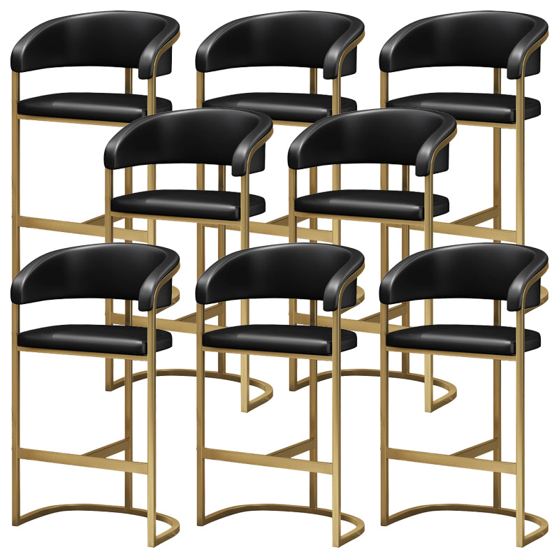 Glam Restaurant Leather Stool Matte Finish Metal Footrest Barstool