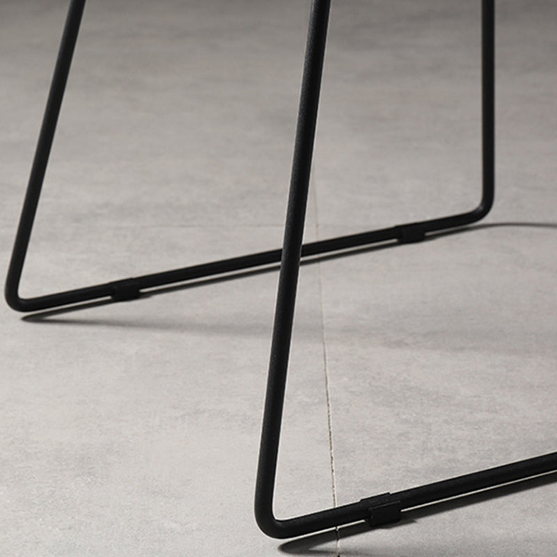 Contemporary Armless Backless Counter Stool Iron Bar Stool with Footrest