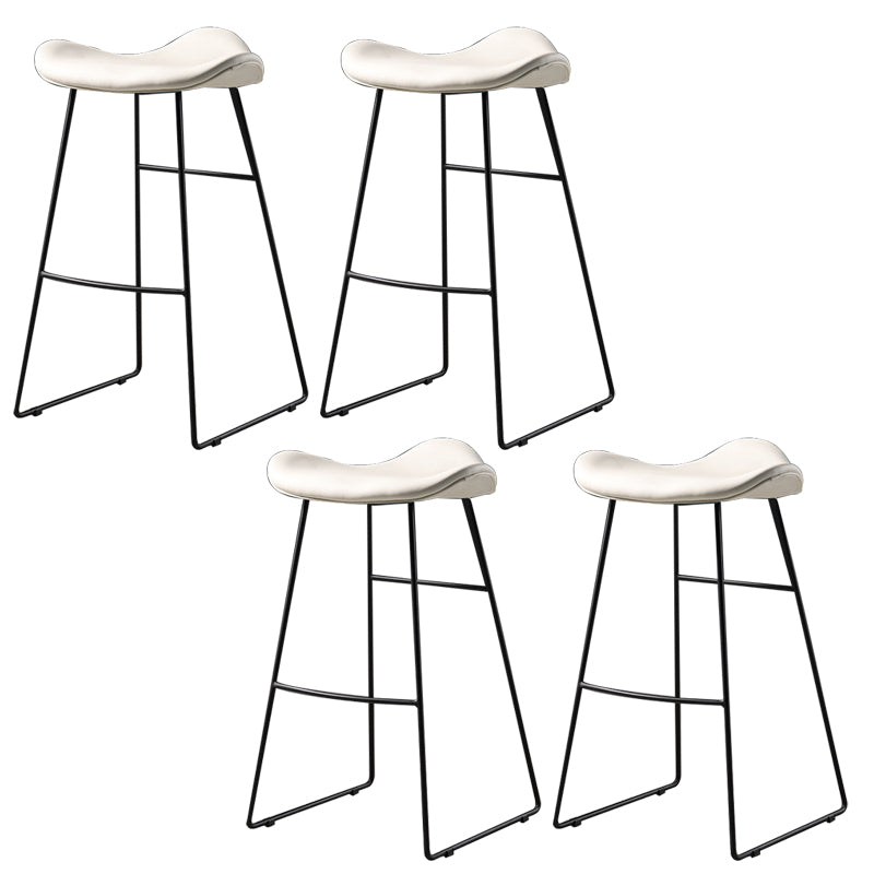 Contemporary Armless Backless Counter Stool Iron Bar Stool with Footrest