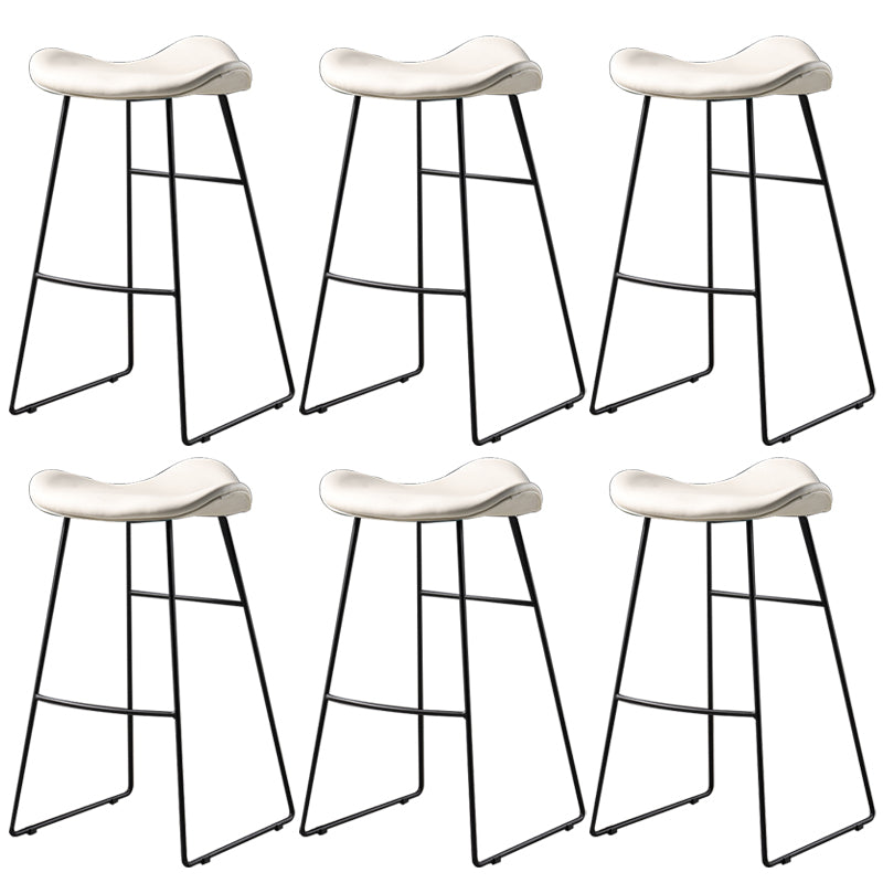Contemporary Armless Backless Counter Stool Iron Bar Stool with Footrest