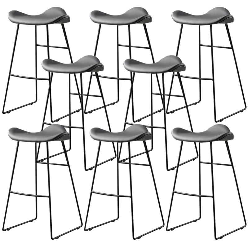 Contemporary Armless Backless Counter Stool Iron Bar Stool with Footrest