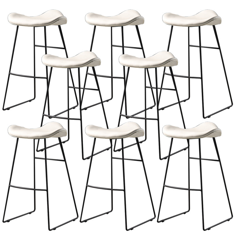 Contemporary Armless Backless Counter Stool Iron Bar Stool with Footrest