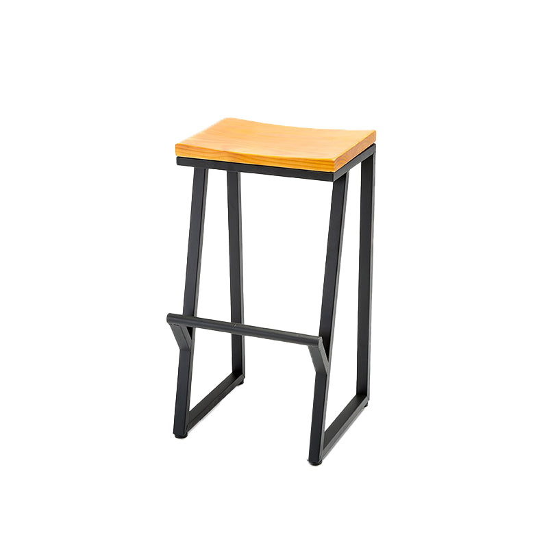 Modern Armless Counter Stool Iron Cafe Bar Stool with Seat and Pedal