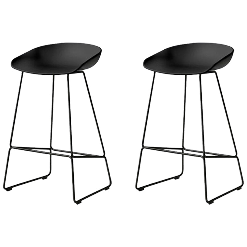 Modern Armless Counter Stool Iron Cafe Bar Stool with Seat and Pedal
