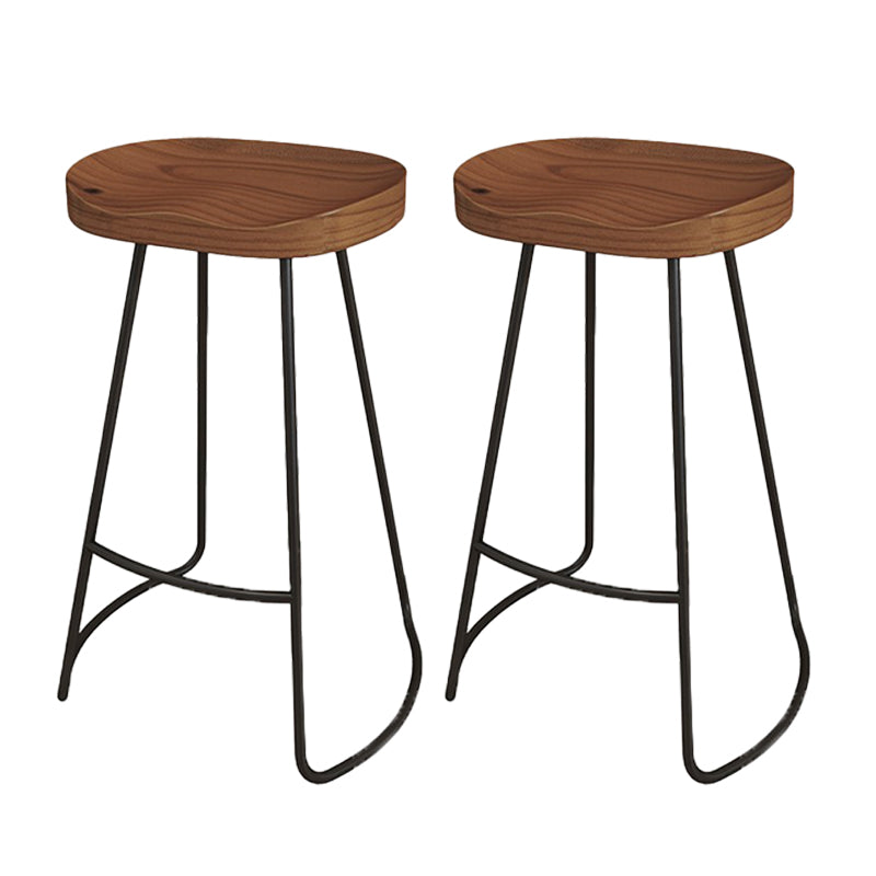 Modern Armless Counter Stool Iron Cafe Bar Stool with Seat and Pedal