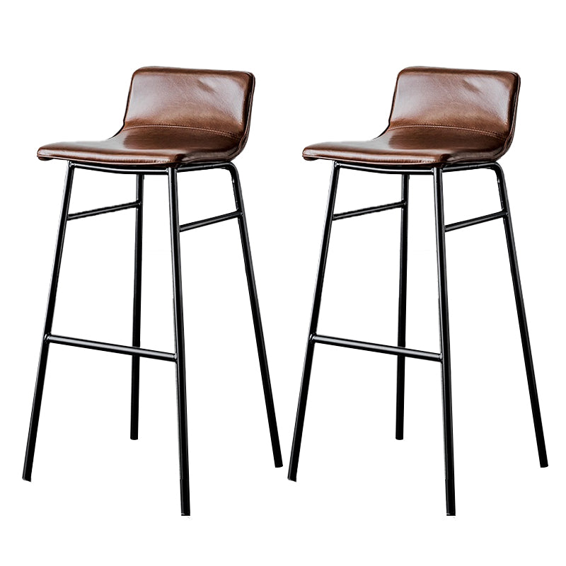 Modern Armless Counter Stool Iron Cafe Bar Stool with Seat and Pedal