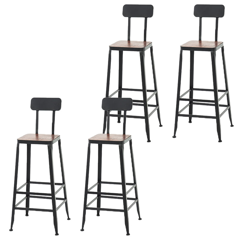 Modern Armless Counter Stool Iron Cafe Bar Stool with Seat and Pedal