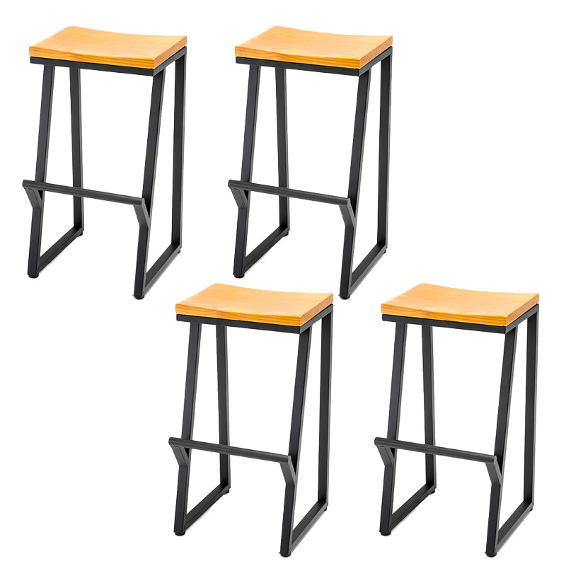 Modern Armless Counter Stool Iron Cafe Bar Stool with Seat and Pedal
