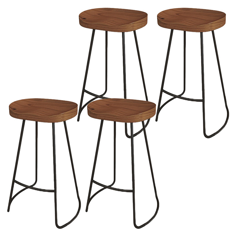 Modern Armless Counter Stool Iron Cafe Bar Stool with Seat and Pedal