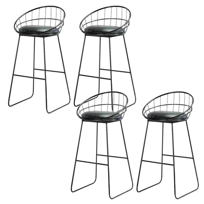 Modern Armless Counter Stool Iron Cafe Bar Stool with Seat and Pedal