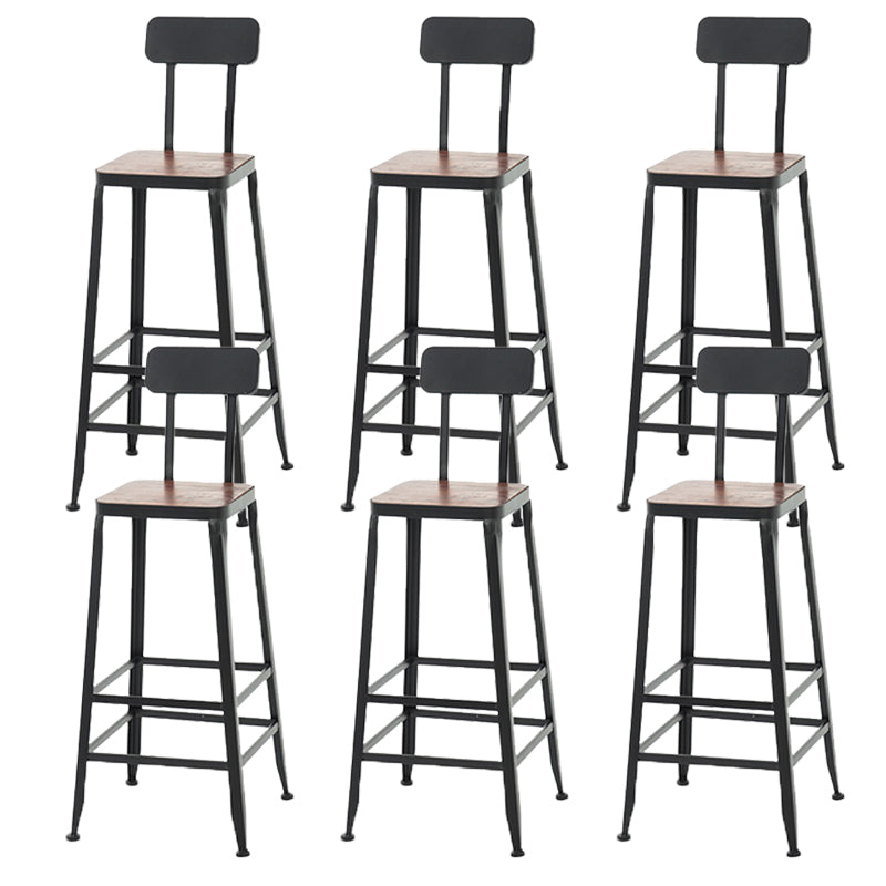 Modern Armless Counter Stool Iron Cafe Bar Stool with Seat and Pedal