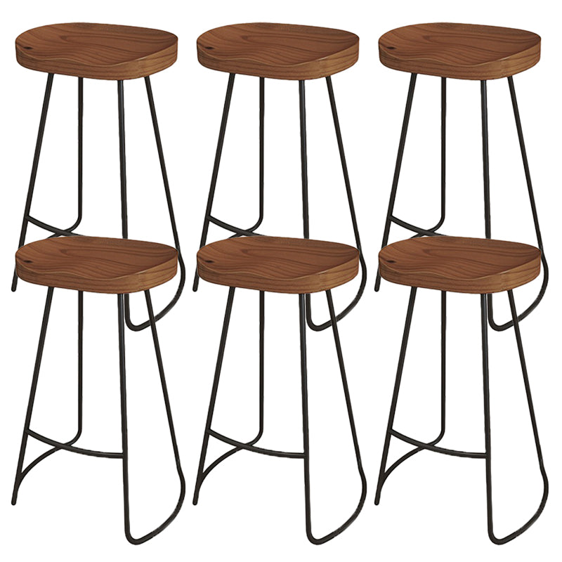 Modern Armless Counter Stool Iron Cafe Bar Stool with Seat and Pedal